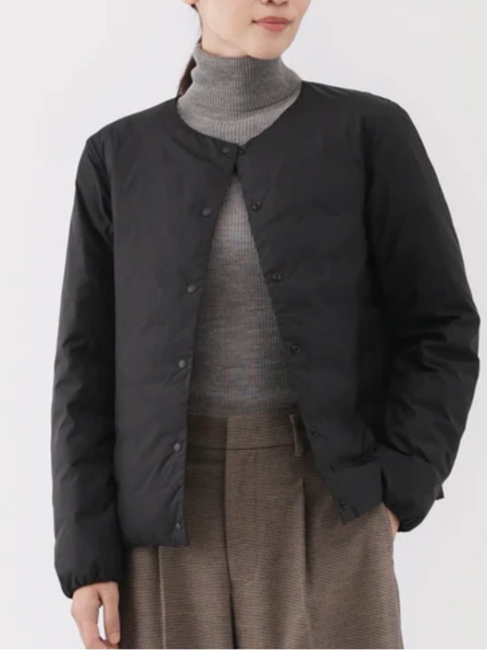 Muji Black Lightweight Button-Front Shirt Jacket S